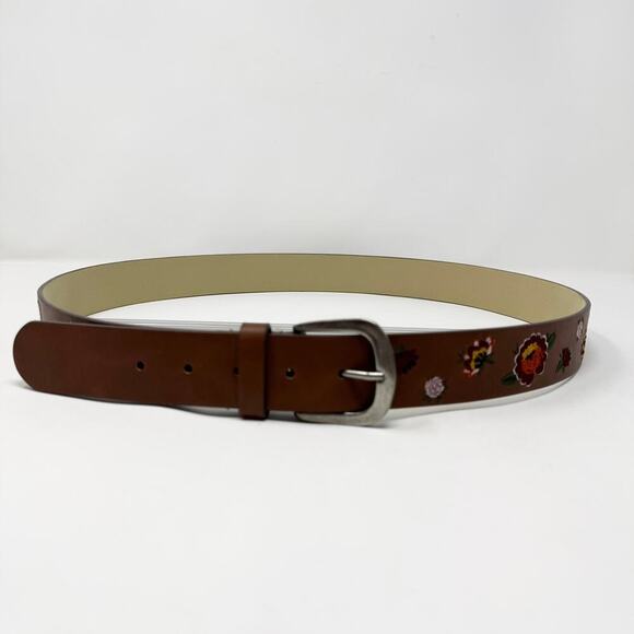 Time and Tru Brown Floral Embroidered Vegan Leather Belt Boho Women's Plus Sz 2X - Picture 4 of 12
